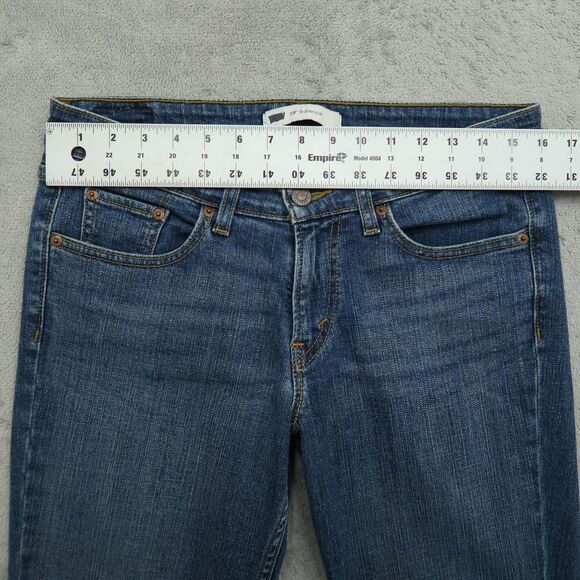 Levi's 518 Jeans Juniors 7 Blue Superlow Stretch Bootcut 29" Inseam Distressed - Picture 16 of 16